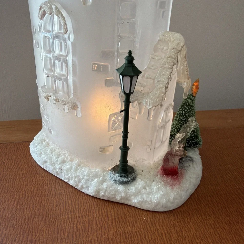 Vintage Christmas Light Up Church Plastic‎ Crystal Look WORKS 1980s 13